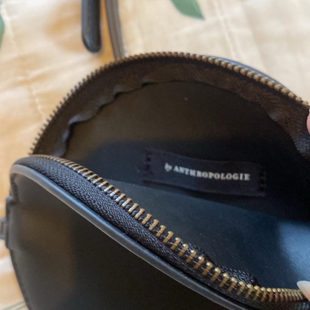 Anthropologie Black Round Woven Leather Shoulder Bag - Picture 7 of 8